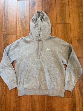 Nike Gray Heather Pullover Hoodie with White Swoosh / men’s medium
